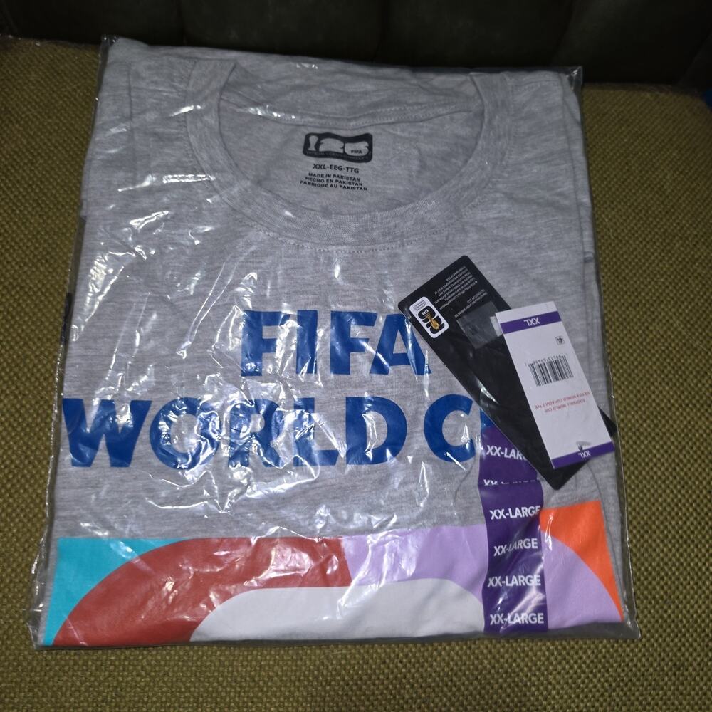 Officially Licensed FIFA World Cup tshirt XXL grey colorful NIP